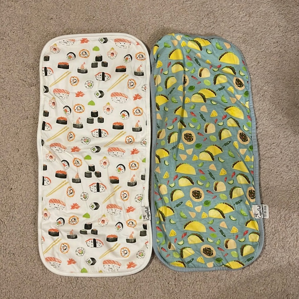 Copper and Pearl Food Burp Cloths (2)